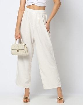 women relaxed fit wide-leg trousers