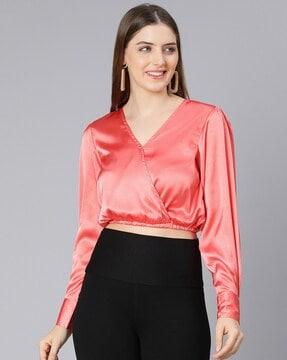 women relaxed fit wrap top