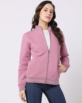 women relaxed fit zip-front sweatshirt