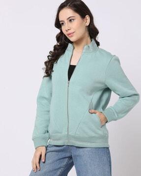 women relaxed fit zip-front sweatshirt