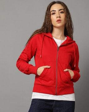 women relaxed fit zip thru hoodie