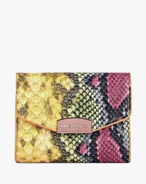 women reptilian pattern tri-fold wallet