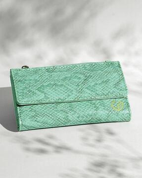 women reptilian pattern tri-fold wallet