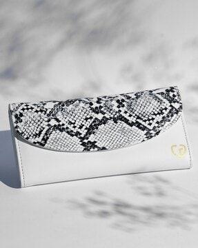 women reptilian print tri-fold wallet