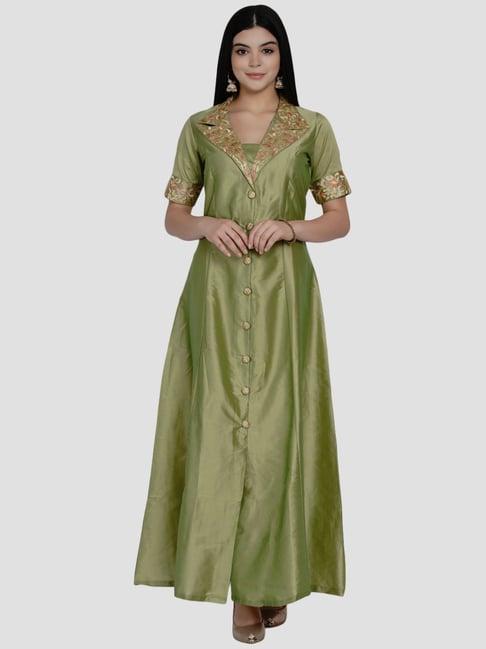 women republic green a line kurta