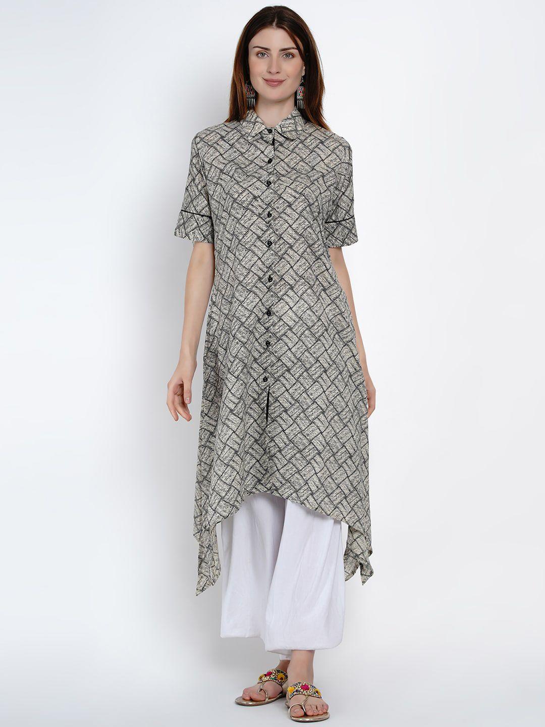 women republic women black geometric printed kurta