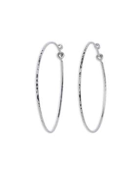 women rhodium-plated american diamond-studded hoop earrings