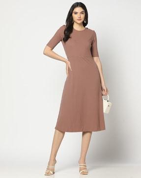 women ribbed a-line dress