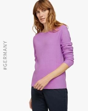 women ribbed boat-neck sweatshirt