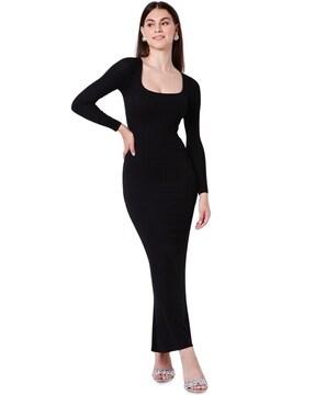 women ribbed bodycon shapewear dress with built-in bra