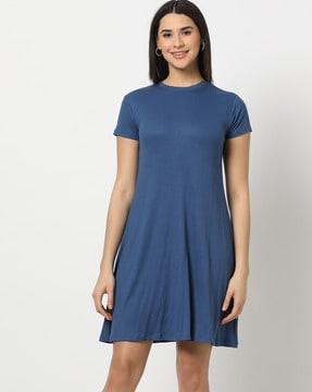 women ribbed cotton a-line dress