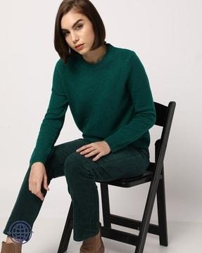 women ribbed crew-neck pullover