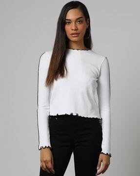 women ribbed crew-neck t-shirt