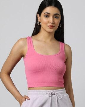 women ribbed cropped tank top