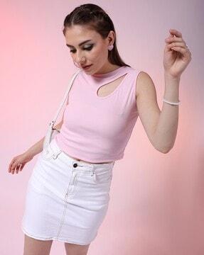 women ribbed fitted crop top