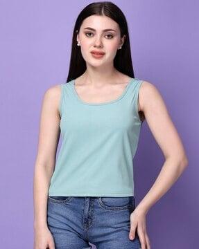 women ribbed fitted tank top