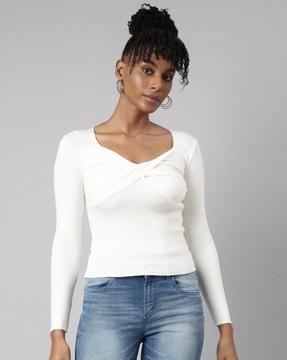 women ribbed fitted top