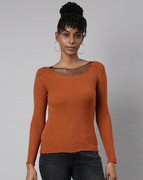 women ribbed fitted top