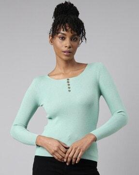 women ribbed fitted top
