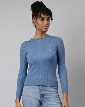 women ribbed fitted top