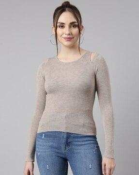 women ribbed fitted top