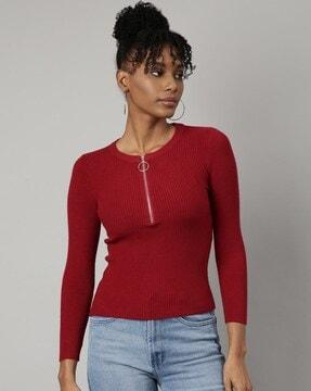 women ribbed fitted top