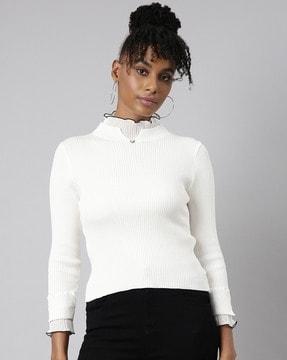 women ribbed fitted top