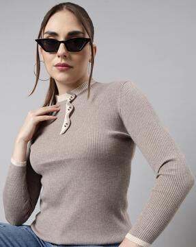 women ribbed fitted top