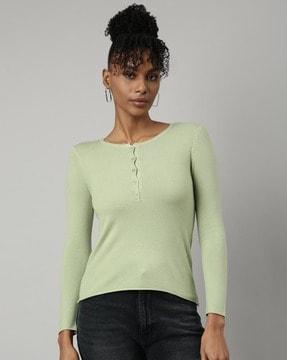 women ribbed fitted top