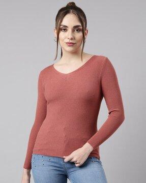 women ribbed fitted top