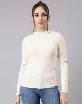 women ribbed fitted top