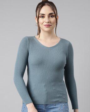 women ribbed fitted top