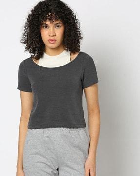 women ribbed fitted top