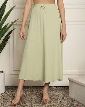 women ribbed flared skirt with drawstring waist