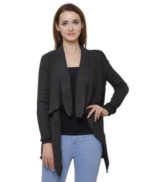 women ribbed front-open cardigan