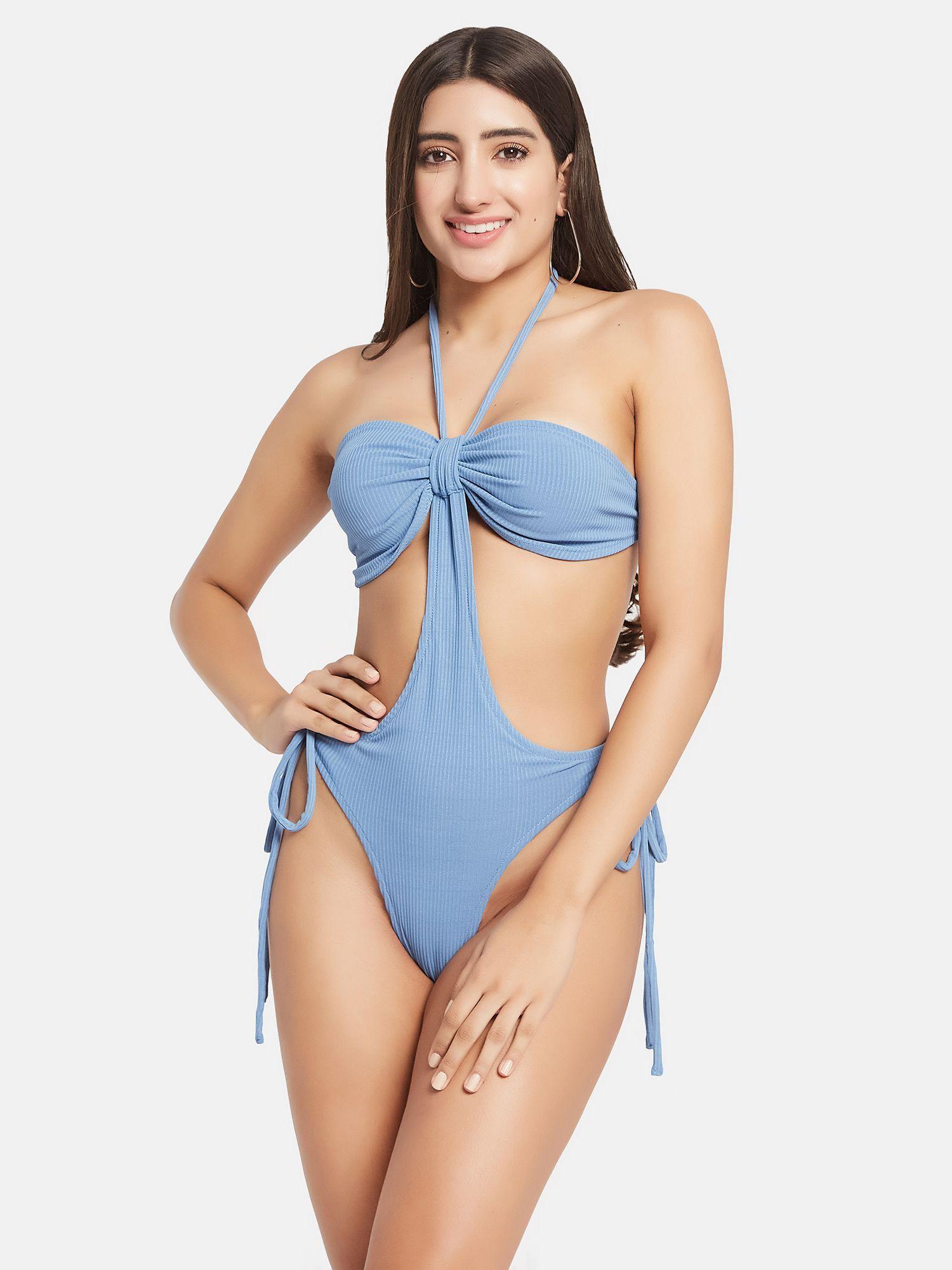 women ribbed halter beach wear swim bodysuit