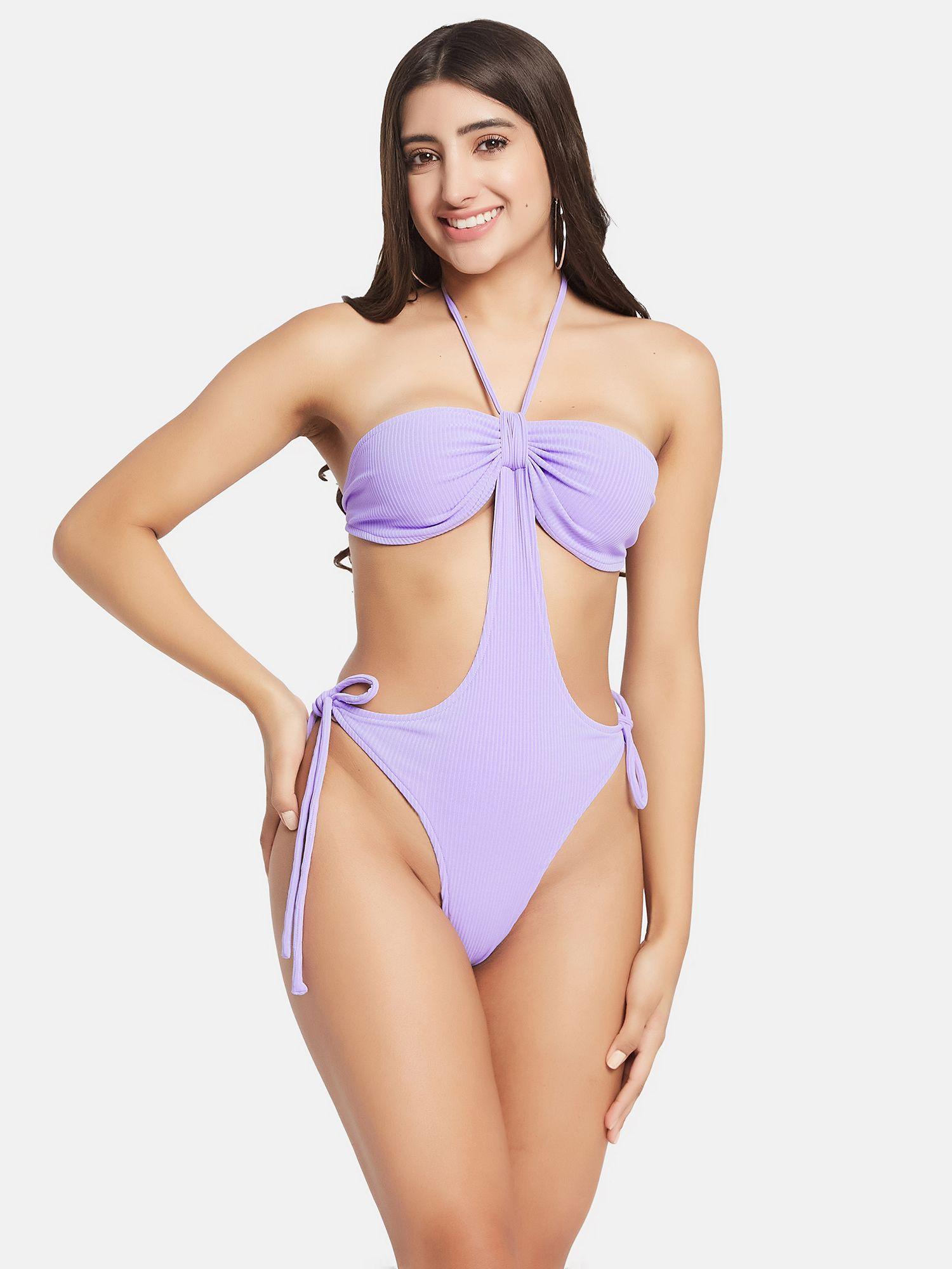 women ribbed halter beach wear swim bodysuit