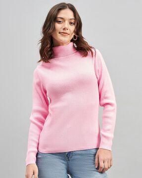 women ribbed high-neck pullover