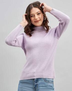 women ribbed high-neck pullover