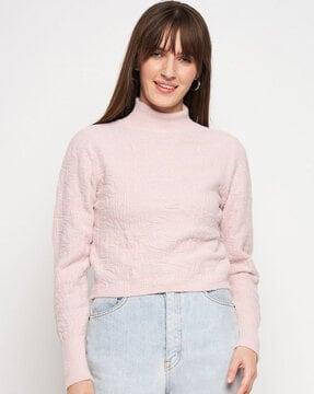 women ribbed high-neck pullover