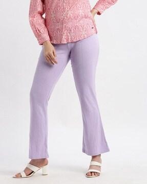 women ribbed high-rise flared pants