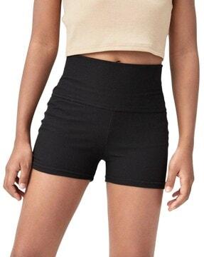 women ribbed knit shorts with elasticated waistband