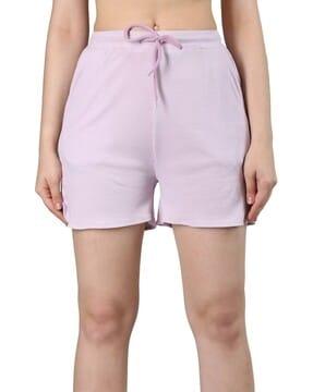 women ribbed knit shorts with insert pockets