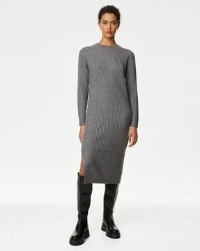 women ribbed knitted shift dress