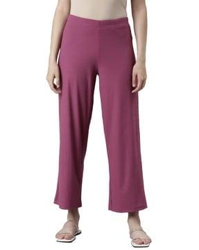 women ribbed palazzos with elasticated waist