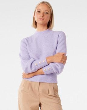 women ribbed pullover with full sleeves