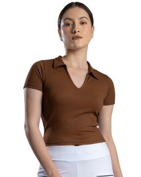 women ribbed regular fit crop top