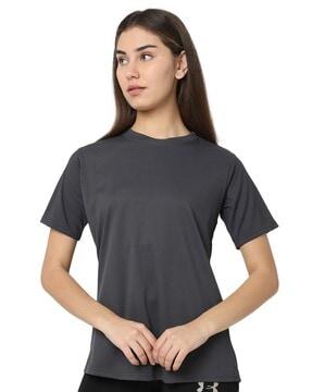 women ribbed regular fit round-neck t-shirt