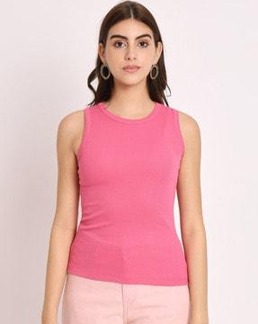 women ribbed regular fit top