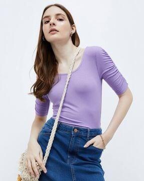 women ribbed regular fit top